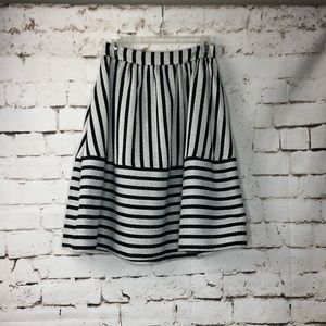 Express black and white striped midi skirt